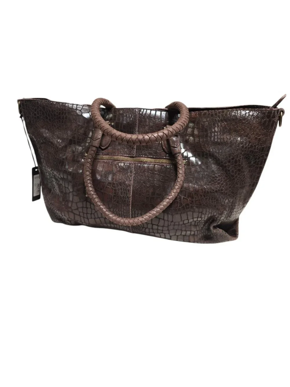 Liebeskind Berline Dark Brown XChelsea Mcroco Leather Large Tote Handbag NWT